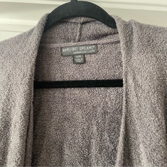 Barefoot Dreams barefoot chic lite neutral gray waterfall cardigan S/M - Picture 2 of 8
